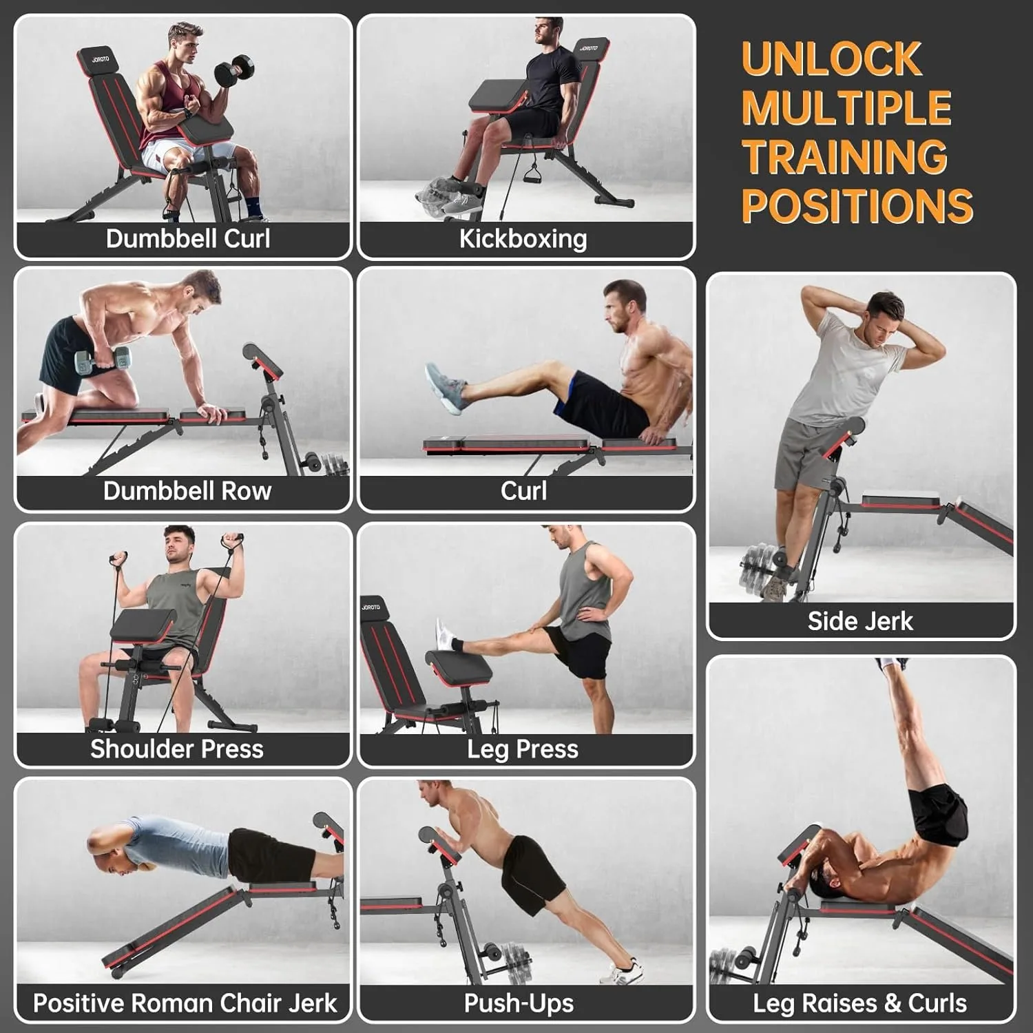 بنّش التمرين المنزلي متعدد الاستخدامات (Calvin Adjustable Weight Bench)
