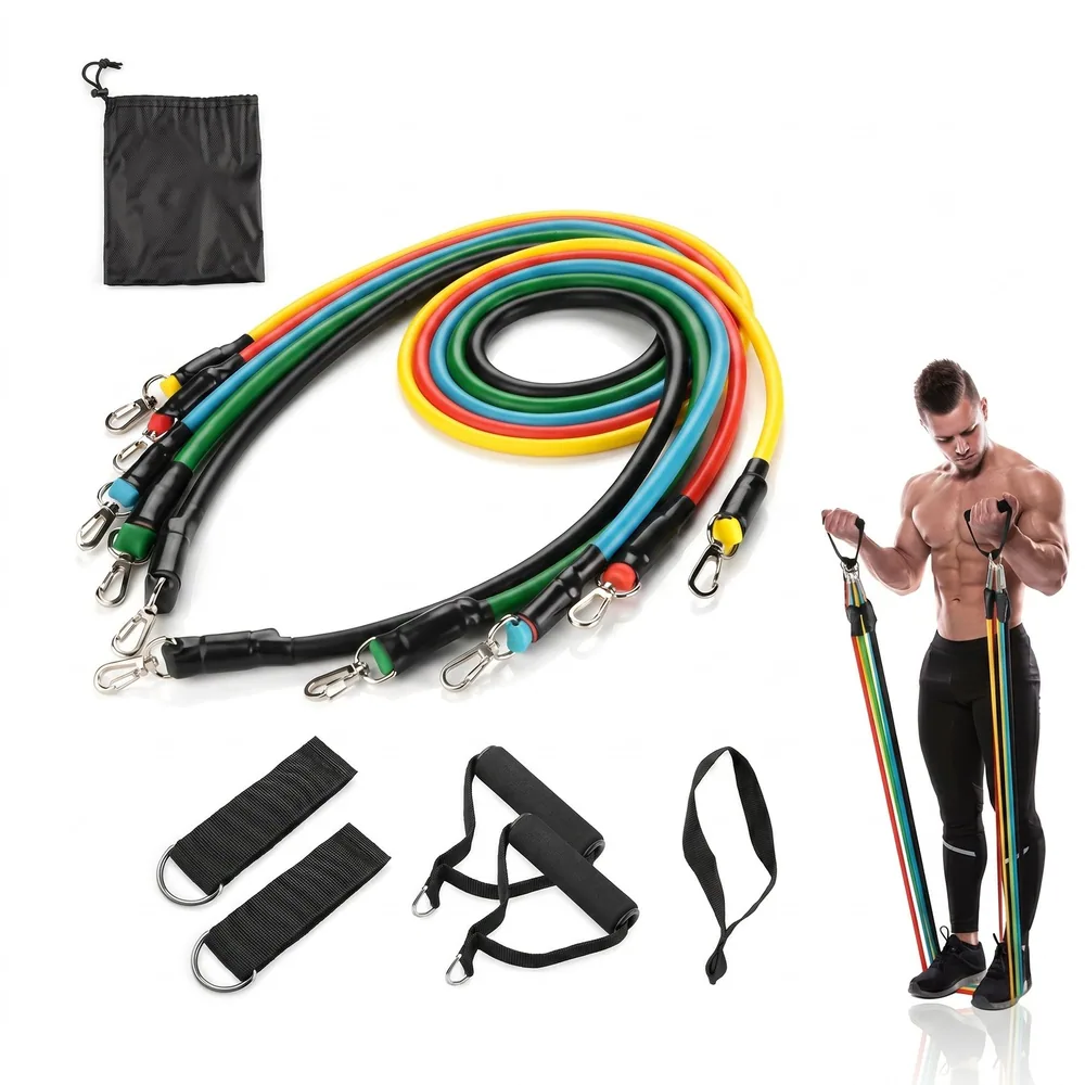 حبل التمرين الخماسي (Resistance Band Set – 11 Piece)