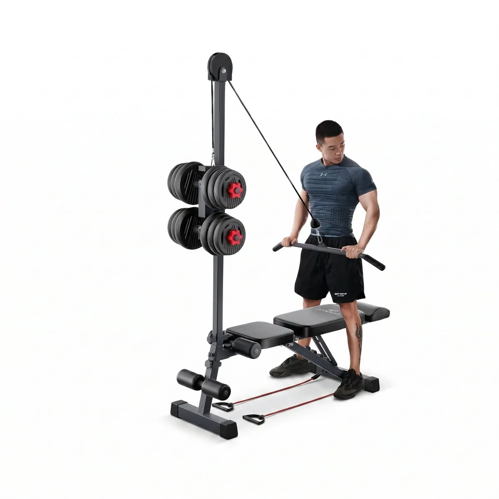 بنش تدريب متعدد الوظائف مع بكرة سحب علوية (Adjustable Bench with Pulley System)