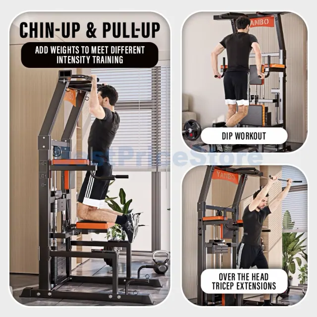 عقلة والغطس المطوّر مع أوزان مساعدة (Weight Assist Chin-Up & Dip Tower)