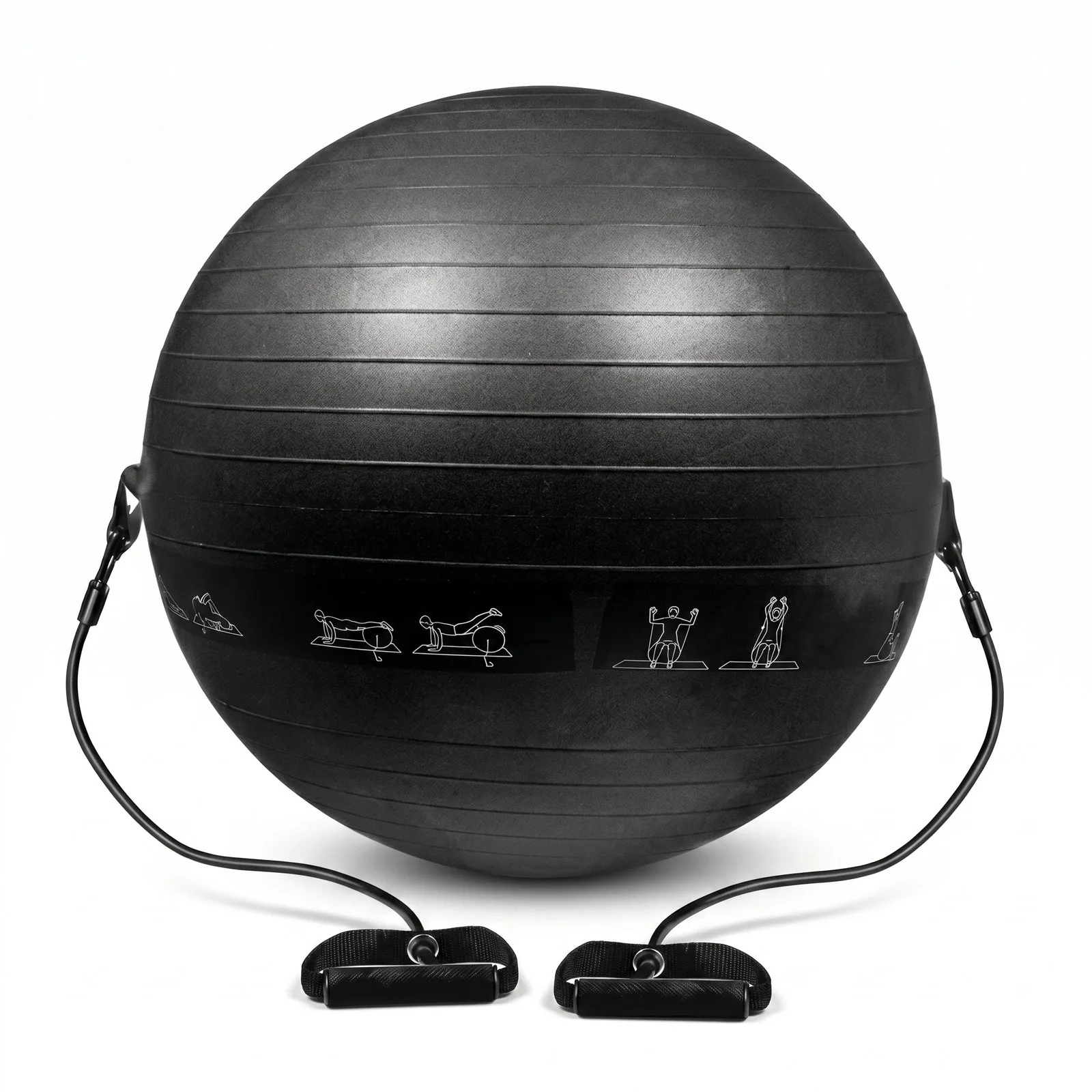 كرة اليوغا مع ممساك يد (Yoga Ball with Resistance Bands) – 65 سم