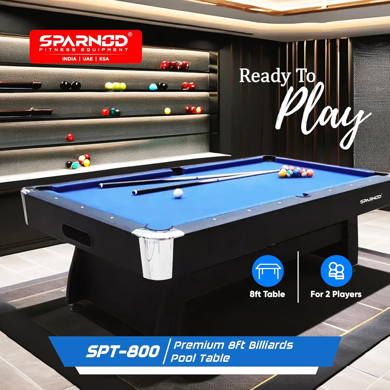 طاولة بلياردو احترافية من Sparnod Fitness بحجم 8 قدم